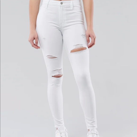 White High Rise Ripped Jeans - Picture 3 of 3